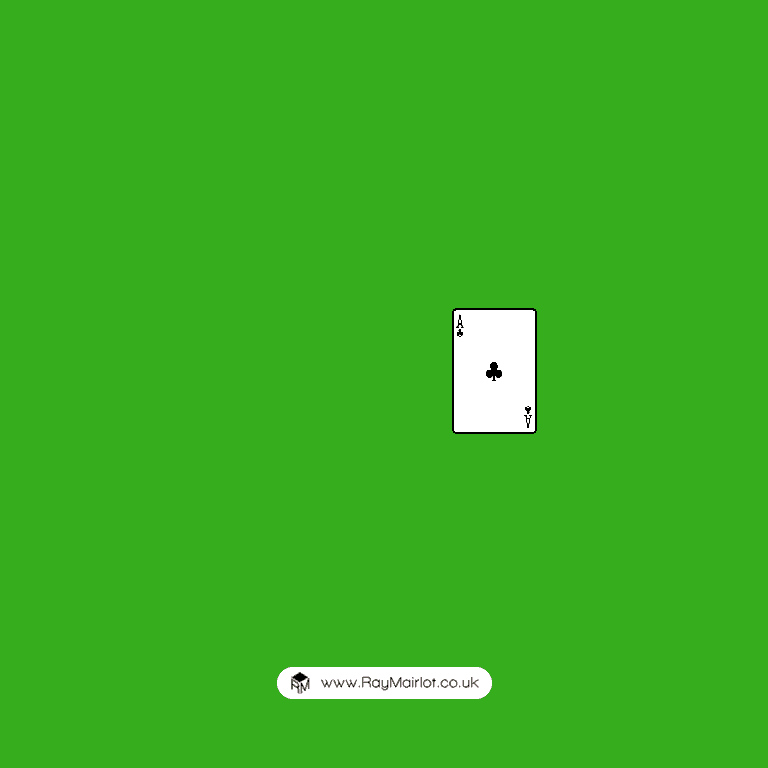 A gif of cartoon playing cards falling down from random points on the image one after each other leaving trails of cards behind them. The background is bright green.